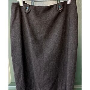J. Crew Wool Flannel Pencil Skirt Charcoal Gray Dark Academia, Preppy, Office